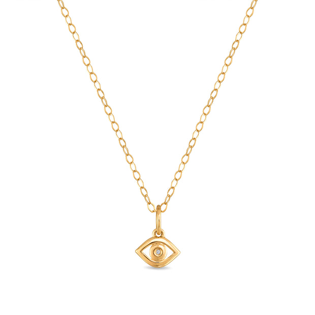 New! 14k Gold Diamond Evil Eye Necklace