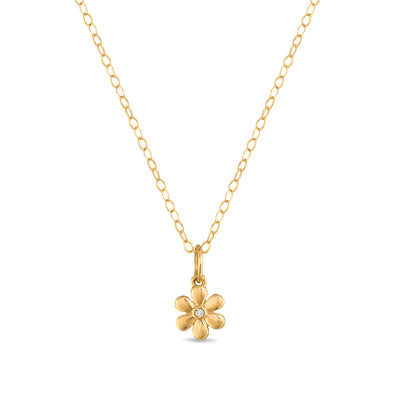 New! 14k Gold Diamond Daisy Necklace