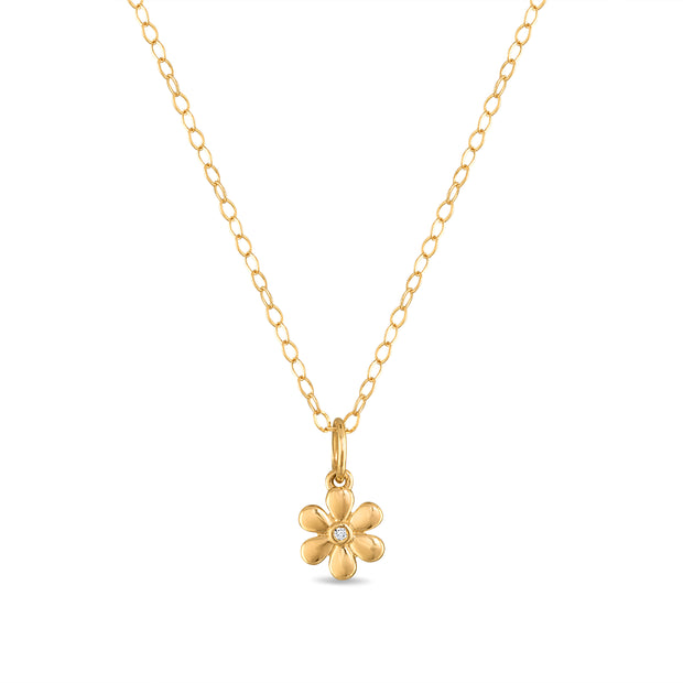 New! 14k Gold Diamond Daisy Necklace