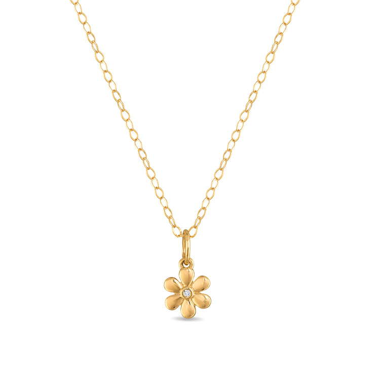 New! 14k Gold Diamond Daisy Necklace