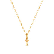 New!  14k Gold Diamond Key Necklace