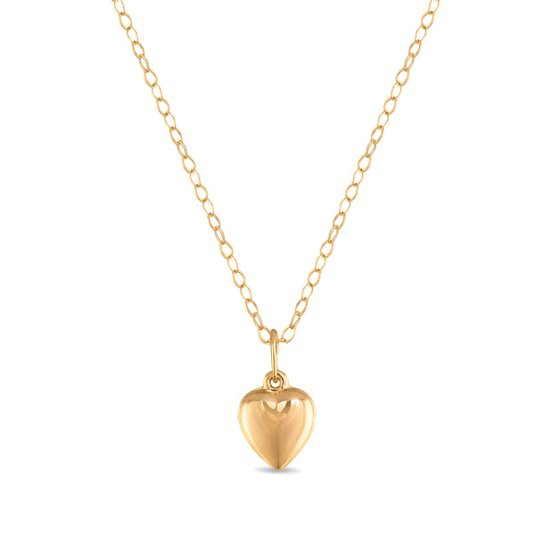 New!  14k Gold Puffed Heart Necklace