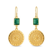 New! Sun Medallion Dangles - Malachite