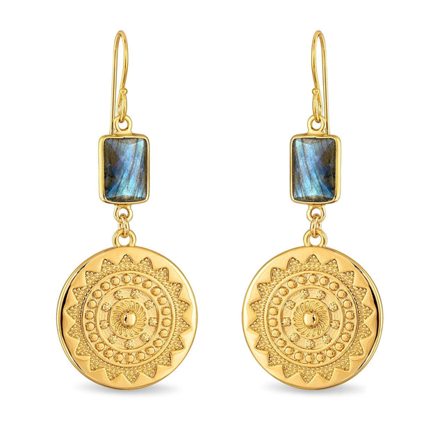 Sun Medallion Dangles - Labradorite