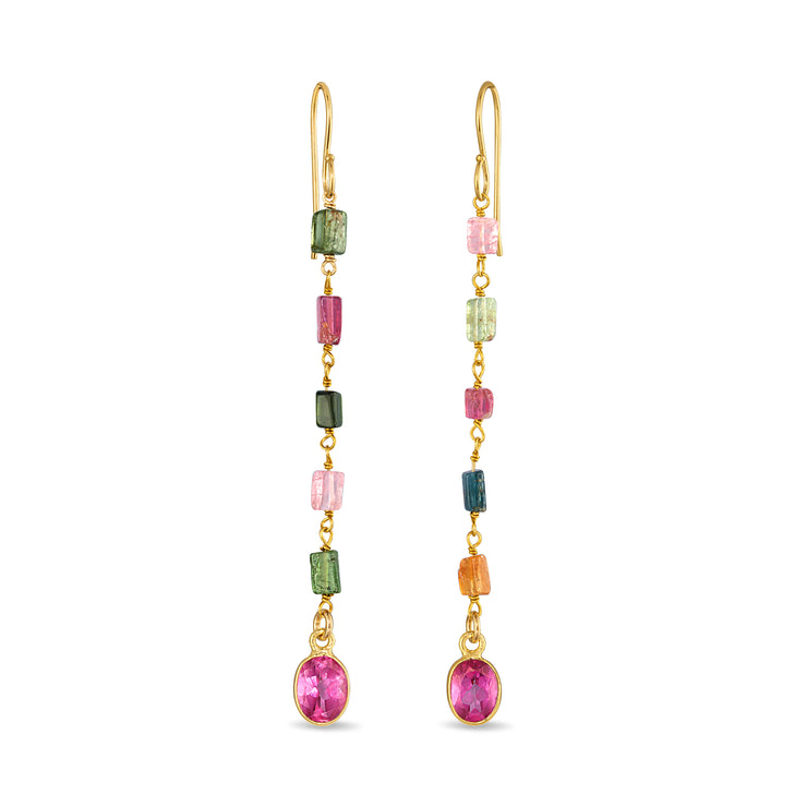 New! Tourmaline & Pink Topaz Dangles