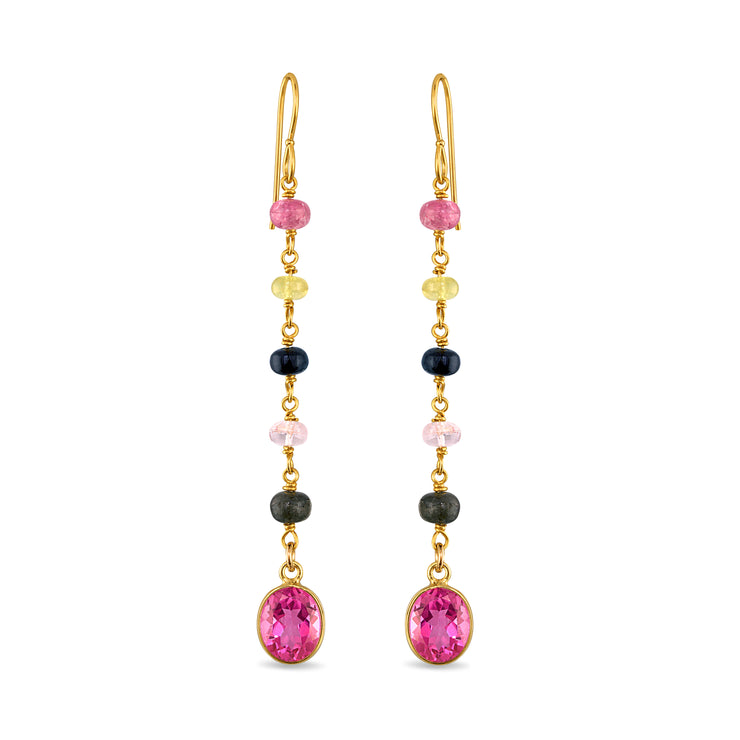 New! Beaded Dangles - Multicolor Tourmaline