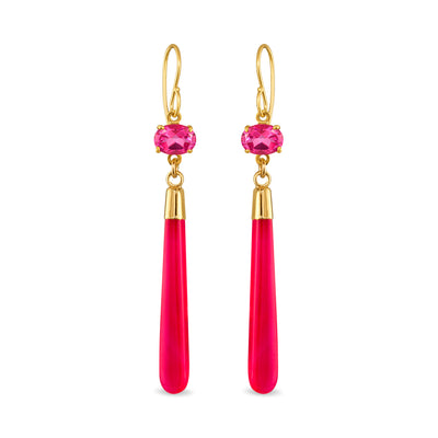 Gemdrop Dangles - Pink Topaz & Fuchsia Chalcedony