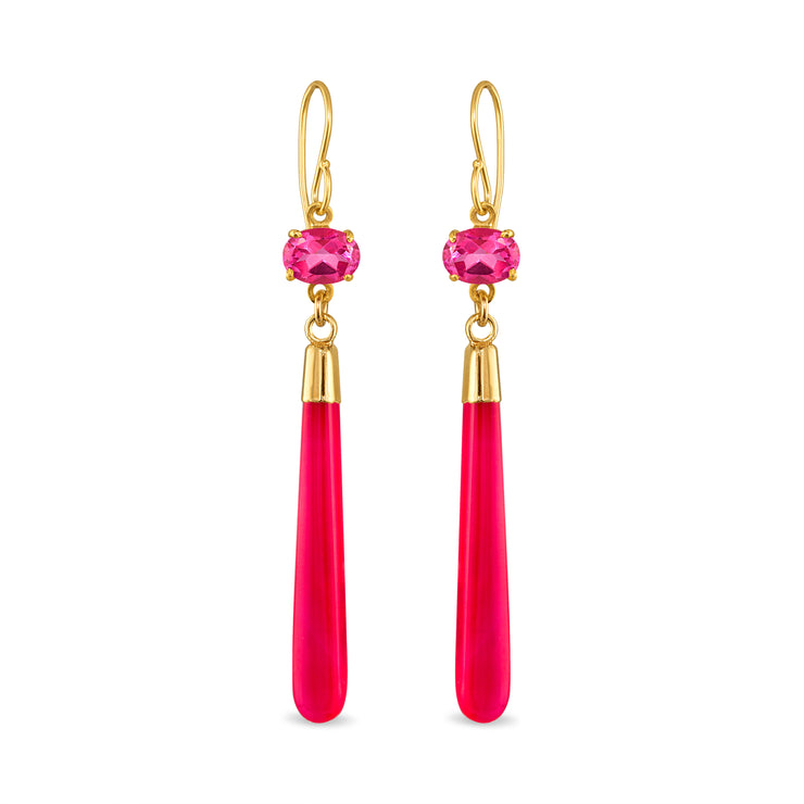 Gemdrop Dangles - Pink Topaz & Fuchsia Chalcedony