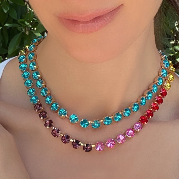 London Solitaire Choker-Cyan