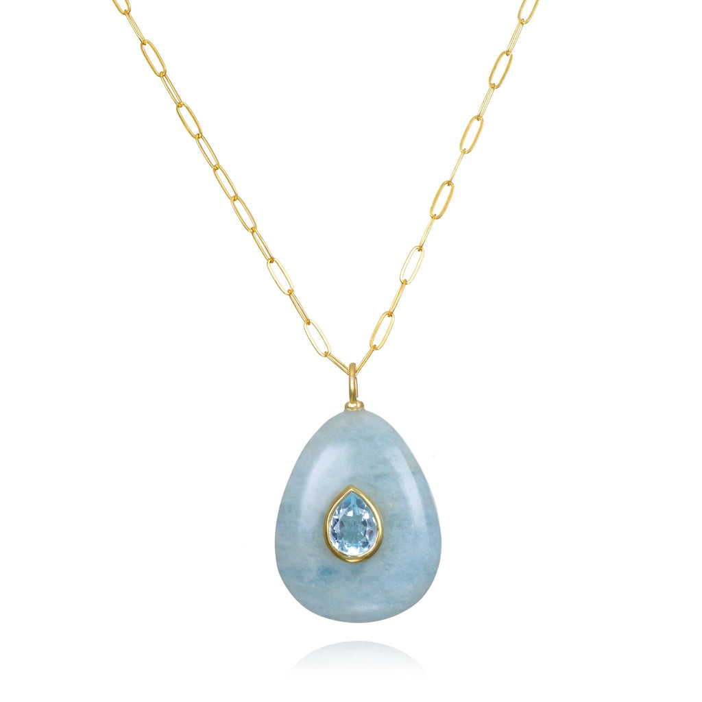 Aquamarine & Topaz Pear Pendant