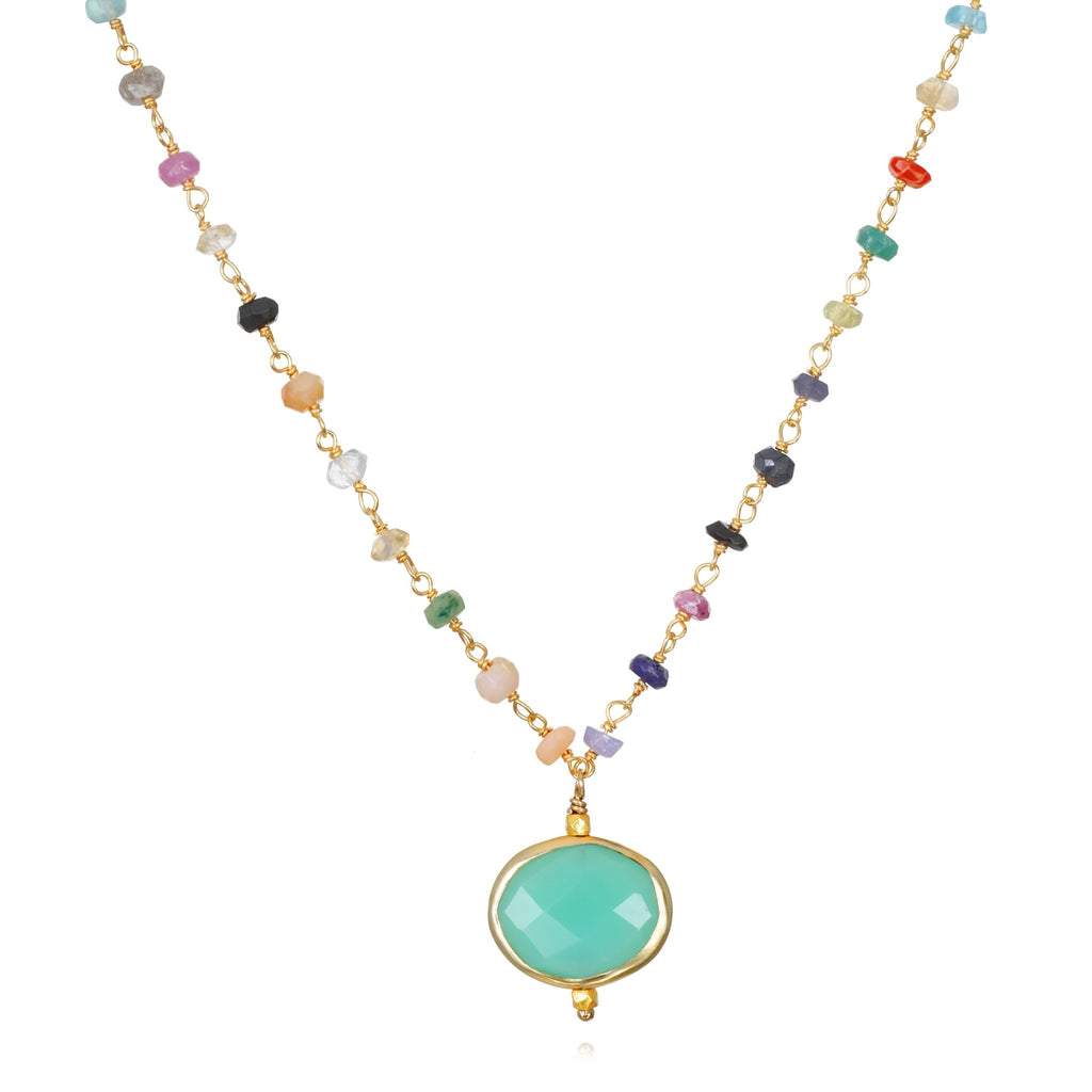 Bezel Charm Rainbow Necklace Chrysoprase