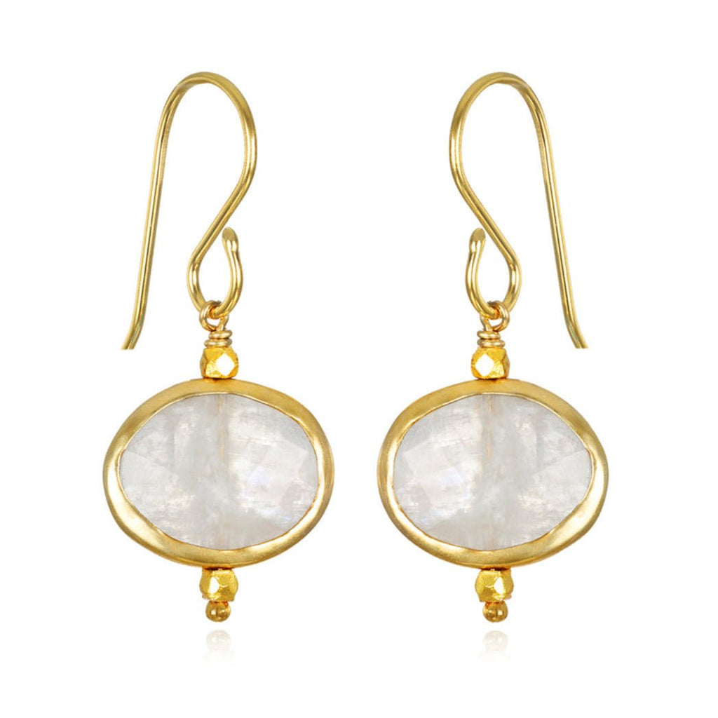 Bezeled Drops Rainbow Moonstone