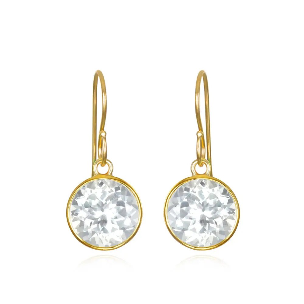 Bezeled Round Gem Drop Dangle Topaz