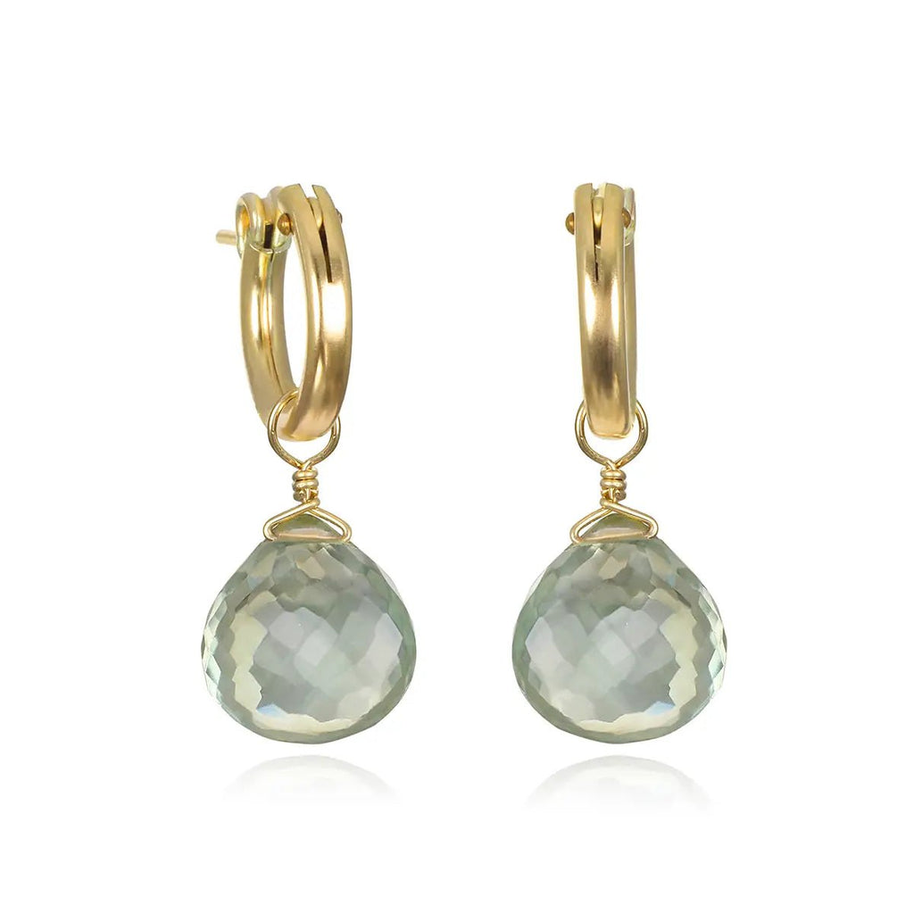 New! Briolette Huggies-Green Amethyst