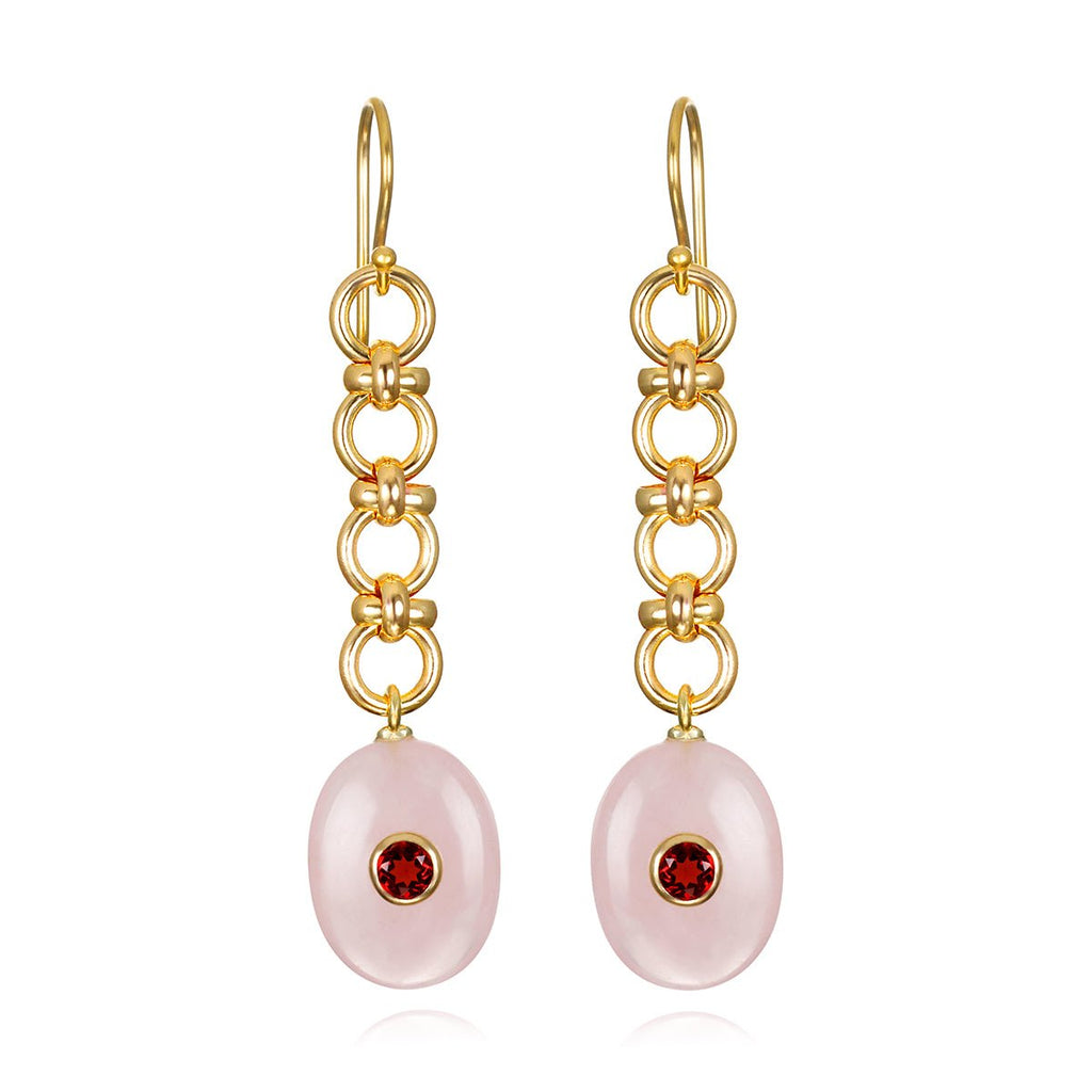 Double Gemstone Dangles Quartz & Garnet