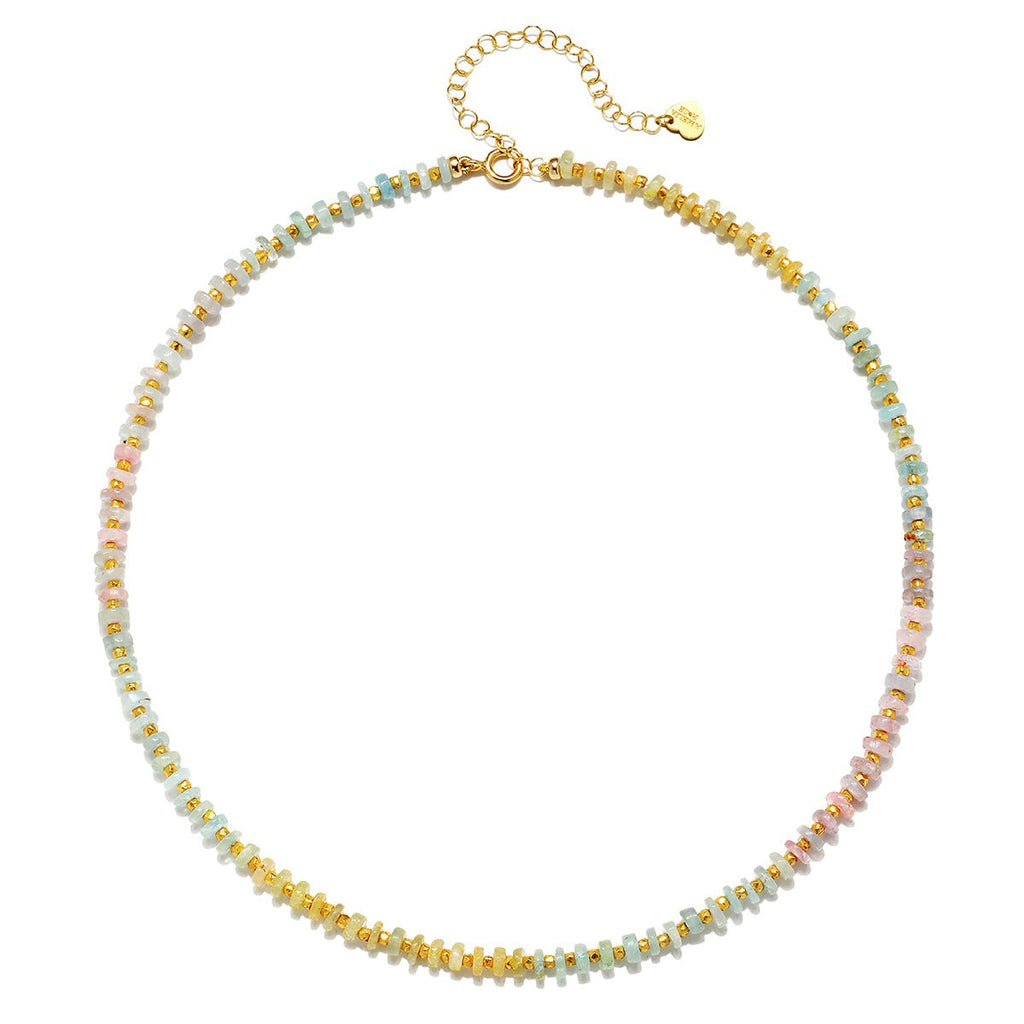 Heishi Sparkle Necklace Multi Aquamarine