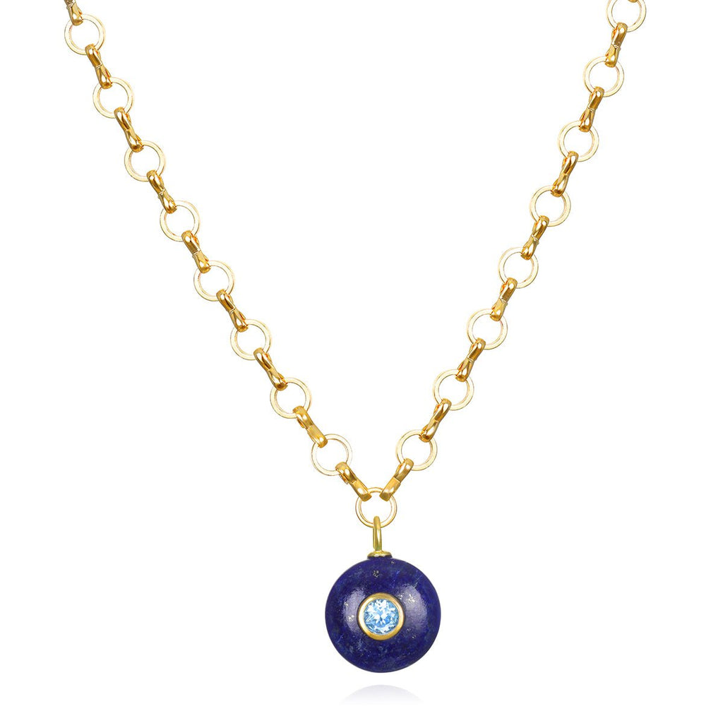 Lapis & Topaz Petite Loop Necklace