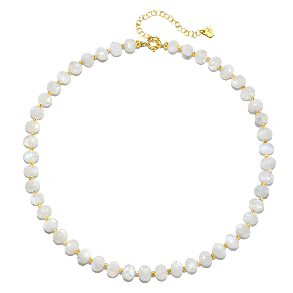 Oval Sparkle Necklace Rainbow Moonstone