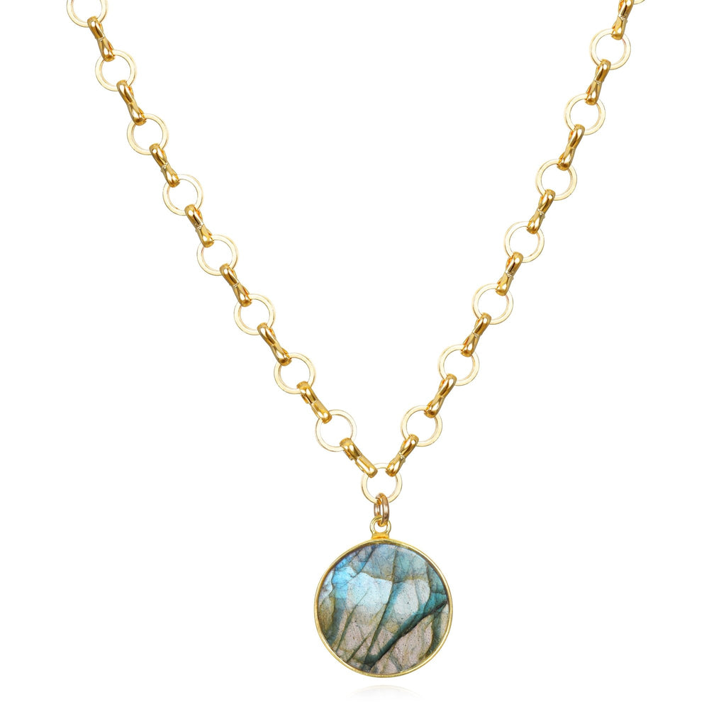 Petite Circle Labradorite Pendant