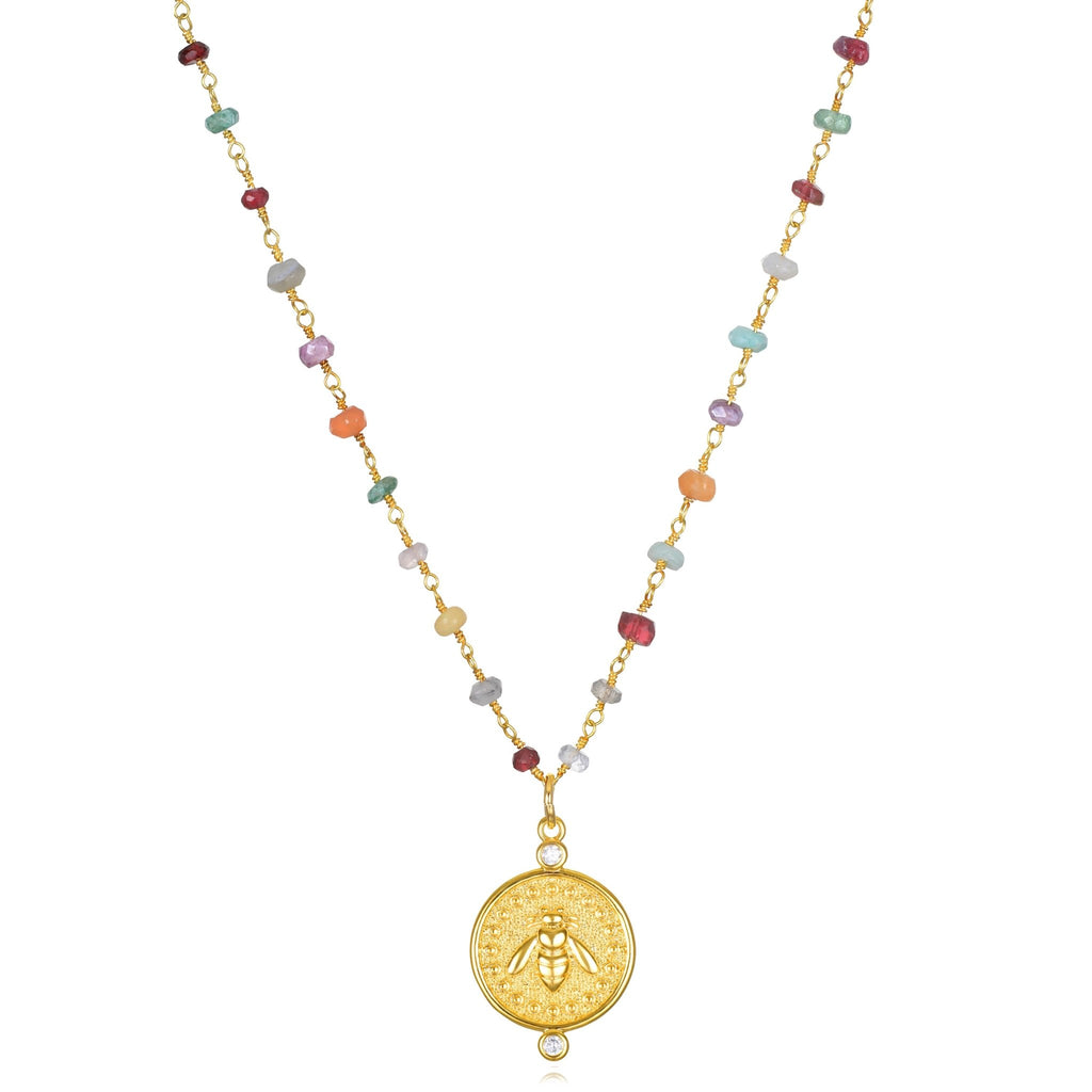 Rainbow Bee Charm Necklace