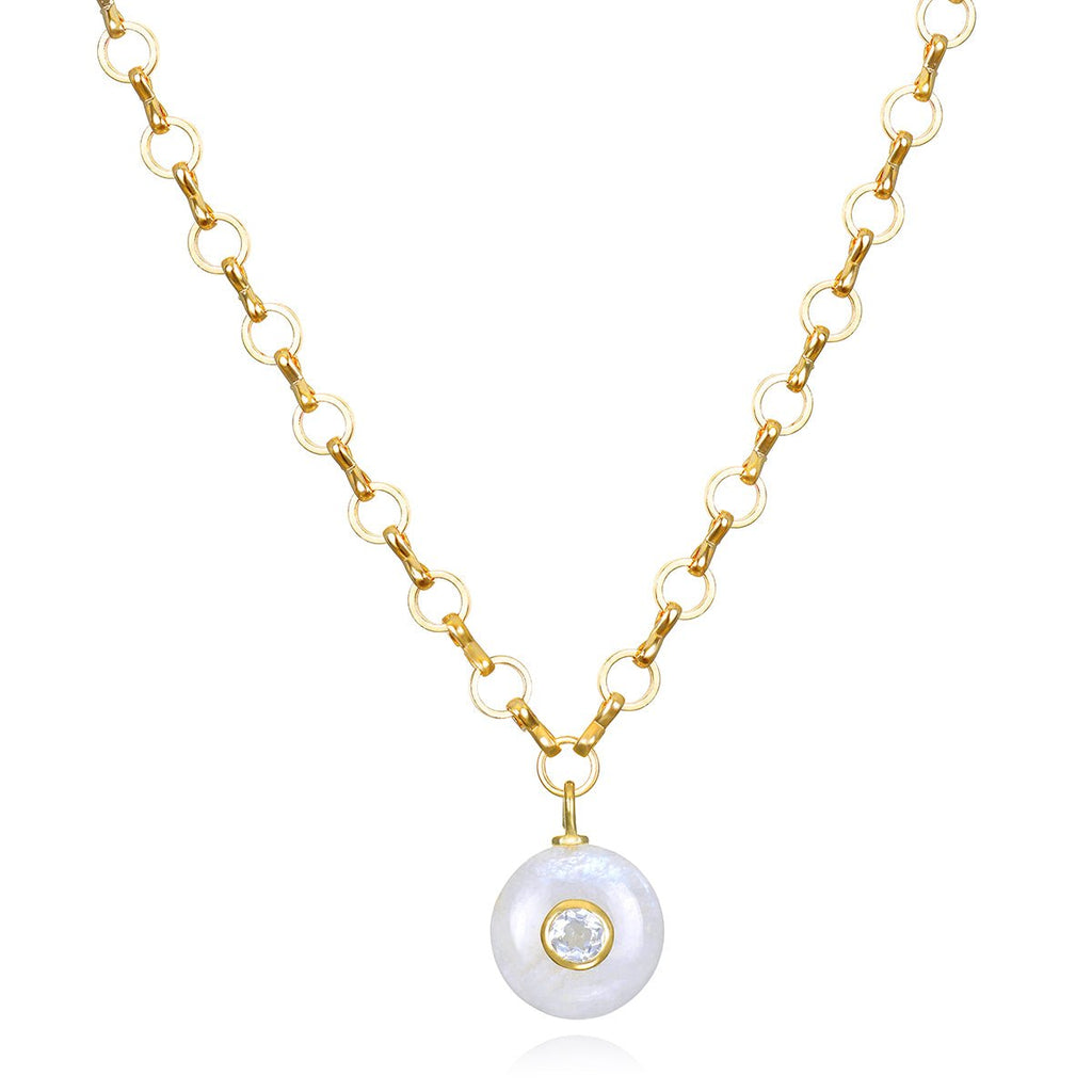Rainbow Moonstone & Topaz Petite Loop Necklace
