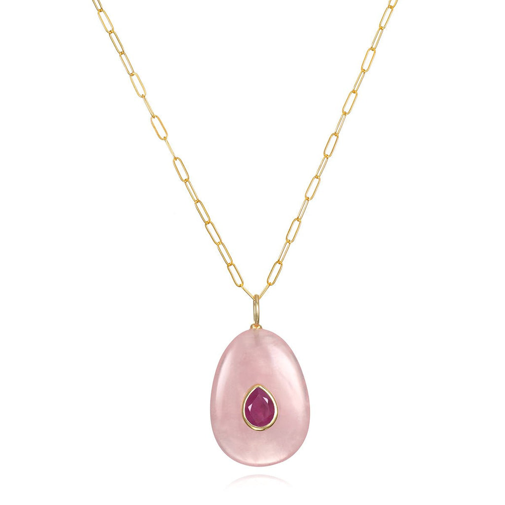 Quartz & Sapphire Pear Pendant