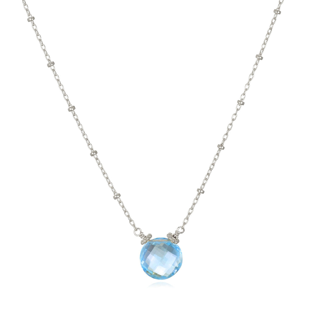 Topaz Coin Beaded Necklace Silver
