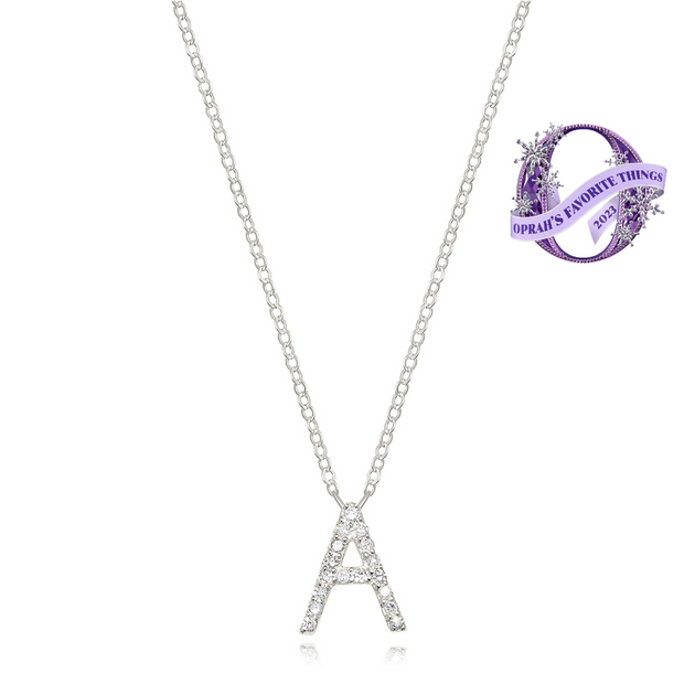 Diamond Initial Necklace-Silver