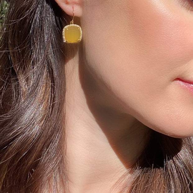 New! Paris Cushion Cut-Yellow with Clear Gold