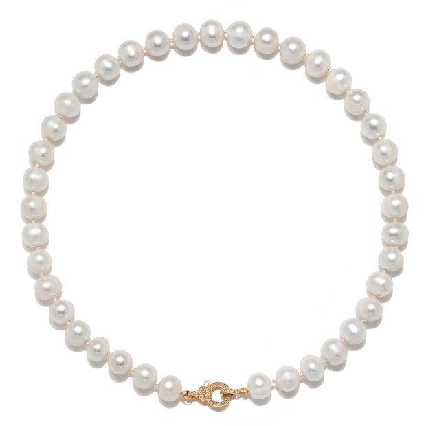 New! Freshwater Pearl & Diamond Knotted Necklace