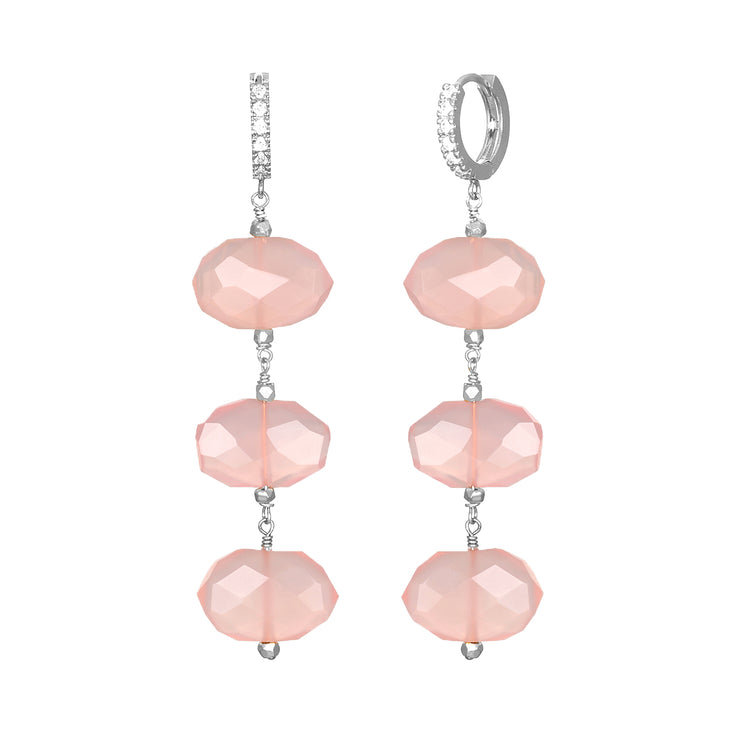 Pink Chalcedony Sparkle Huggies