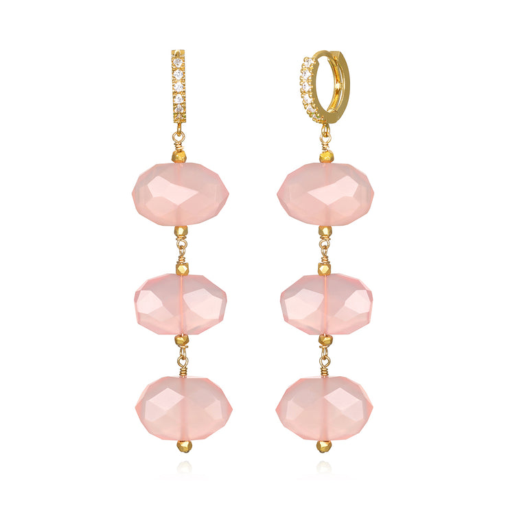 Pink Chalcedony Sparkle Huggies