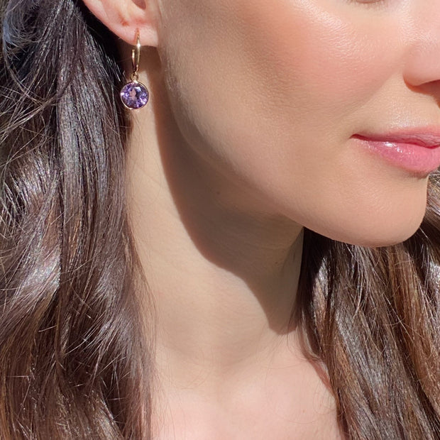 New! Gemstone Post Hoop-Pink Amethyst