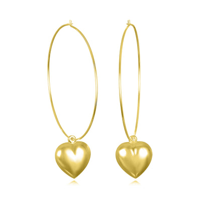 New! Puffy Heart Hoops-Gold