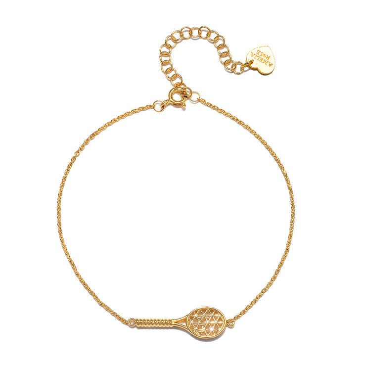 New! Diamond Tennis Racket Bracelet