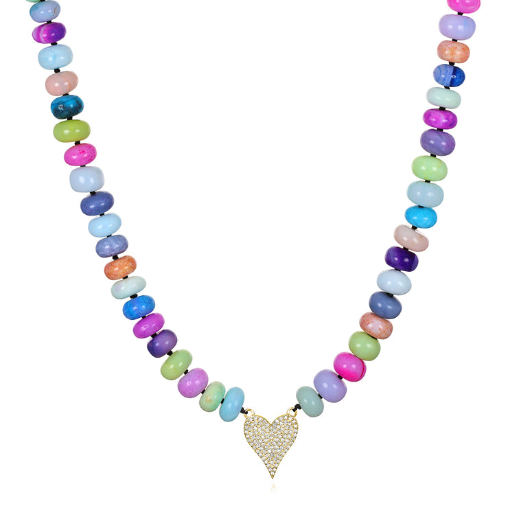 New! Diamond Heart Rainbow Necklace-14k gold dipped sterling