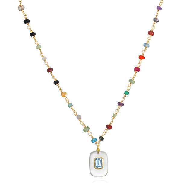New! Rainbow, Topaz & Quartz Necklace