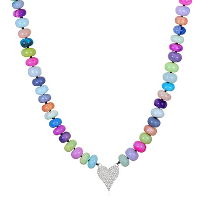 New! Diamond Heart Rainbow Necklace-Sterling