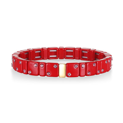New! CZ Enamel Bracelet-Red