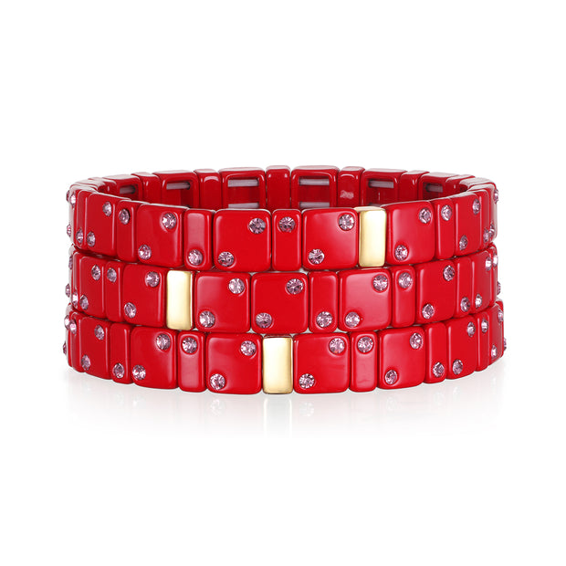 CZ Enamel Bracelet-Red