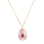 New! Rose Quartz & Pink Sapphire Pear Pendant-Multiple Lengths
