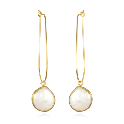 New! Teardrop Pearl Hoops