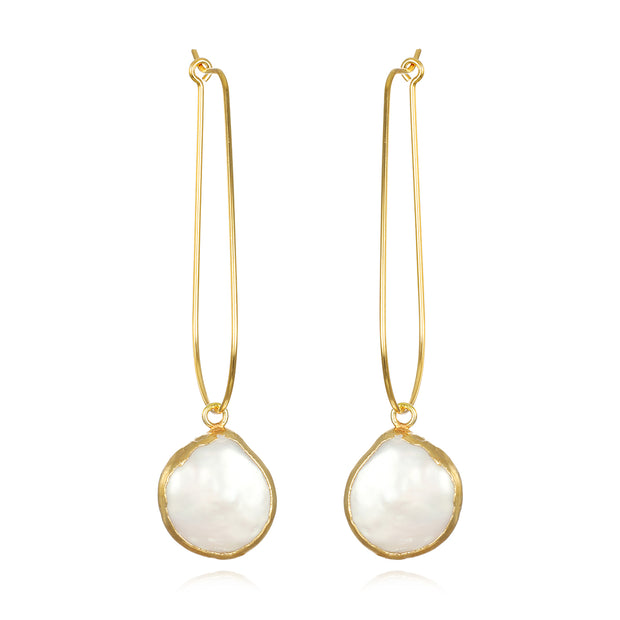 New! Teardrop Pearl Hoops