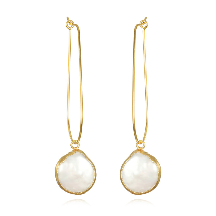 New! Teardrop Pearl Hoops