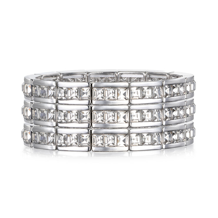 New! Stretch Tennis Bracelet-Silver