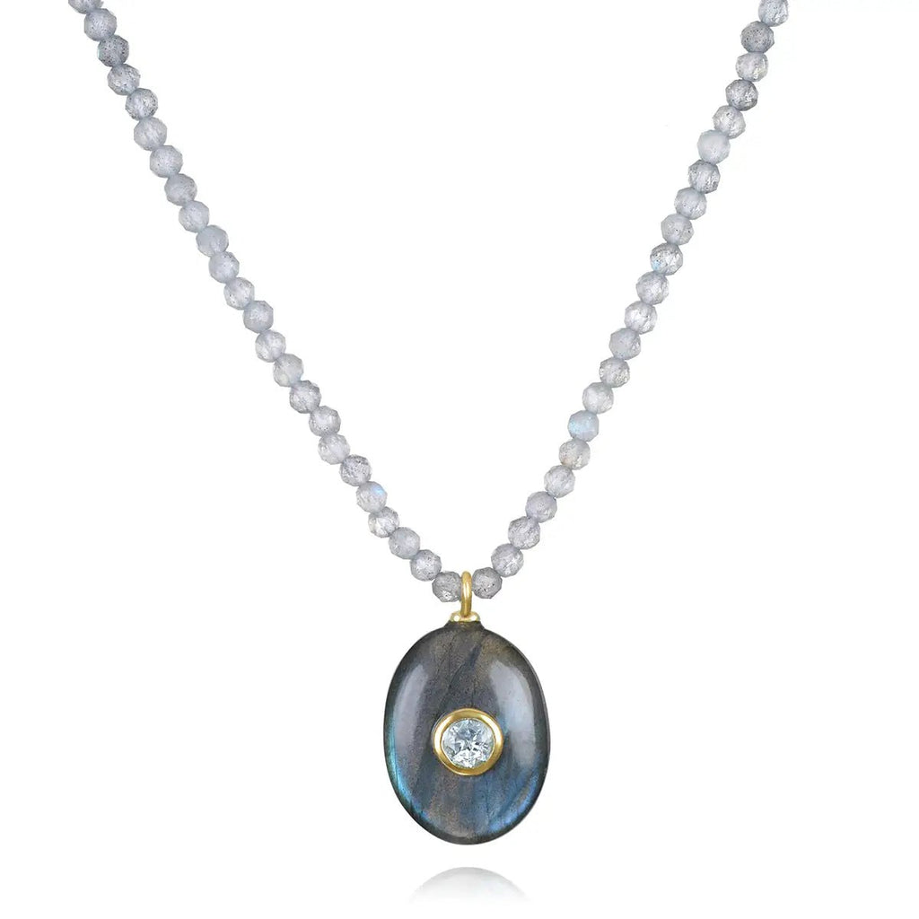 Triple Gemstone Beaded Chokers-Labradorite & Topaz