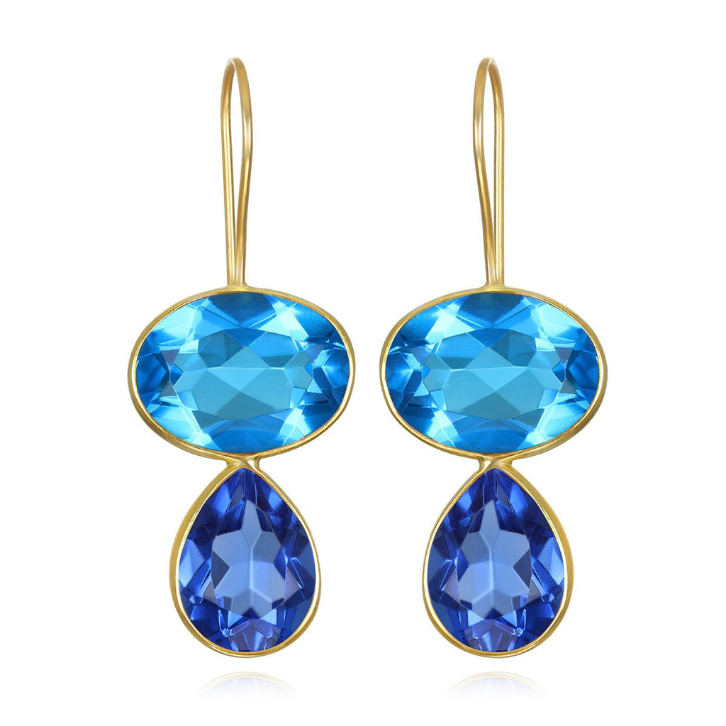 Valencia Teardrop Earring-Blueberry Gold
