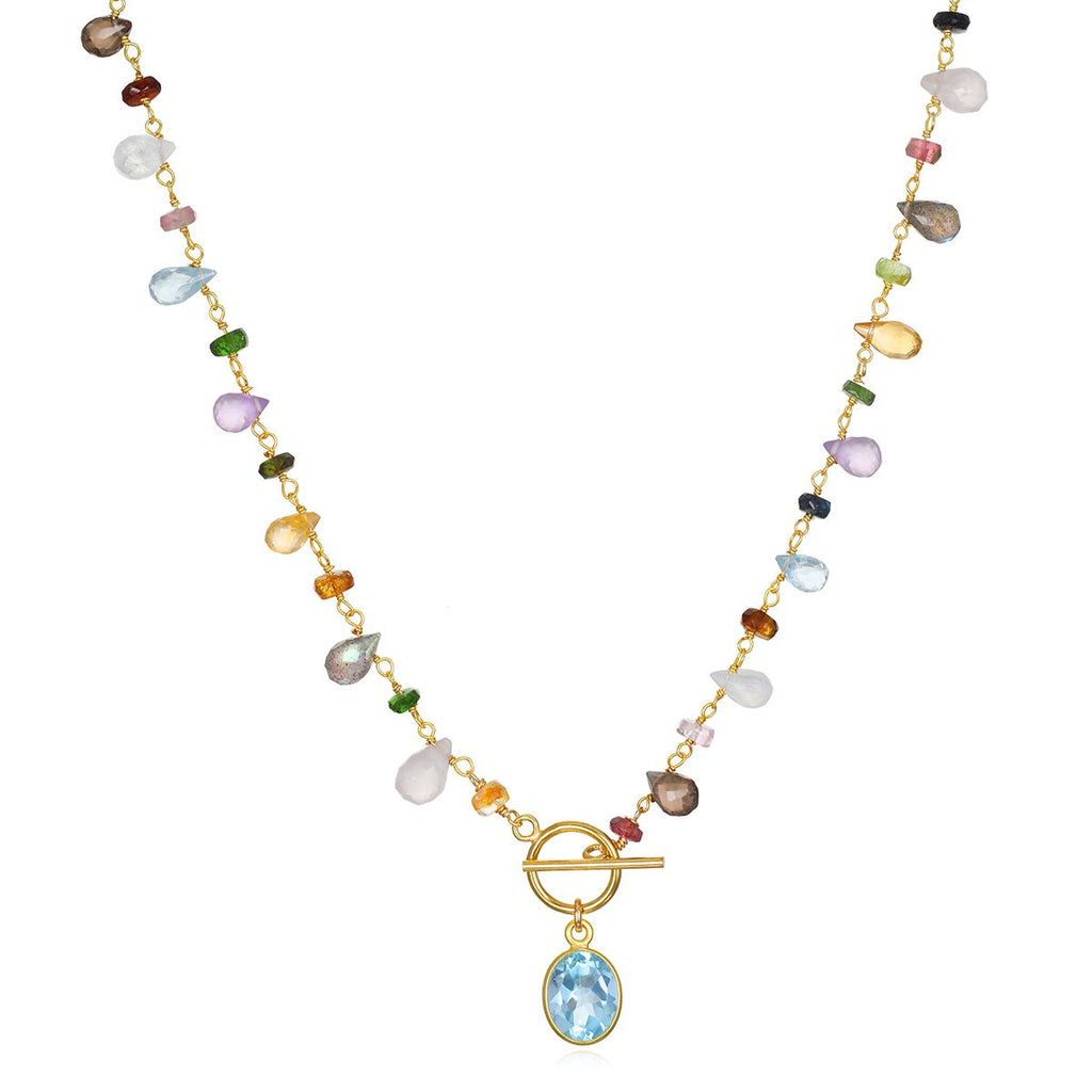 Wildflower Toggle Necklace Sky Blue Topaz