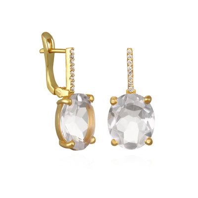 Charleston Diamond Earrings - White Topaz Gold