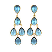 Chandelier Earrings - Sapphire Gold